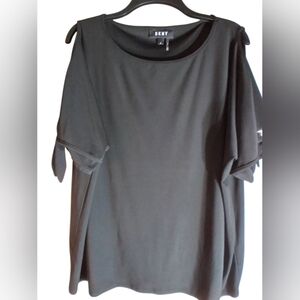 DKNY Black Women's Cold Shoulder Top Size XL Vacation Beachy Resortwear Cruise